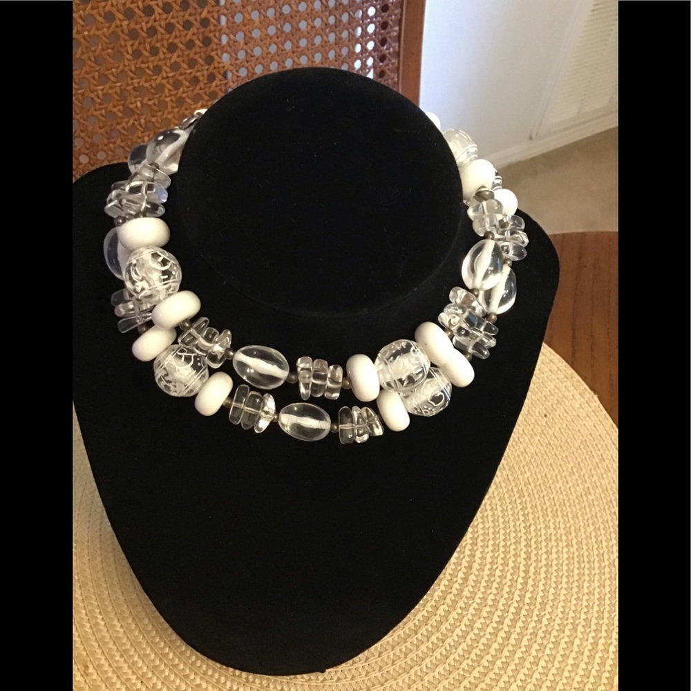 Vintage TRIFARI Necklace beaded white necklace Possibly handmade 80 Range
